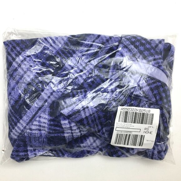 NEW Denim & Co. Women's Blue Plaid Top Velour Pullover Long Sleeves Hi Low Hem M - Picture 6 of 10